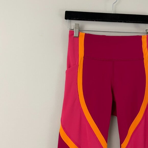 Lululemon Wild Twist 7/8 Tight Ruby Red/Fuchsia Pink/Vivid Amber Size 6 - Picture 5 of 9